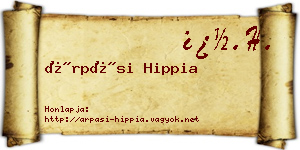 Árpási Hippia névjegykártya